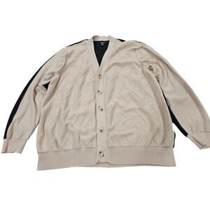 Alfani Men’s Colorblock Cardigan Zigzag Weave Beige Front Black Back XXL